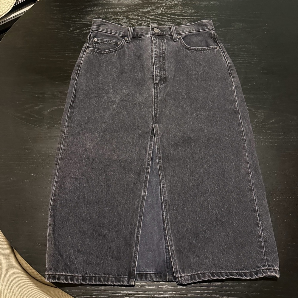 Denim Forum Black Denim 90s Halle Skirt